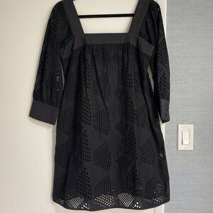 Milly - Long Sleeved, Black Eyelit Dress